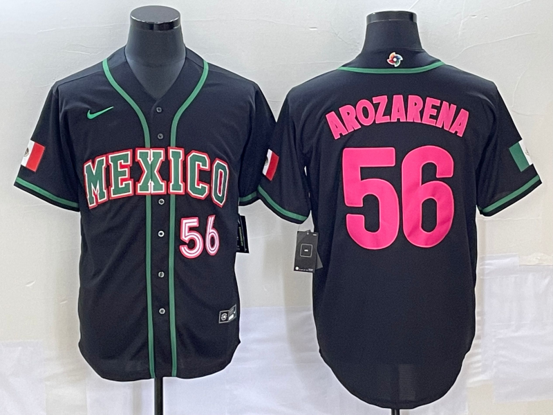 Men's Mexico Baseball #56 Randy Arozarena 2023 Black World Baseball Classic With Patch Stitched Jersey